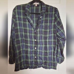 Jcrew button down‎ plaid Pj shirt Navy Blue & green size small